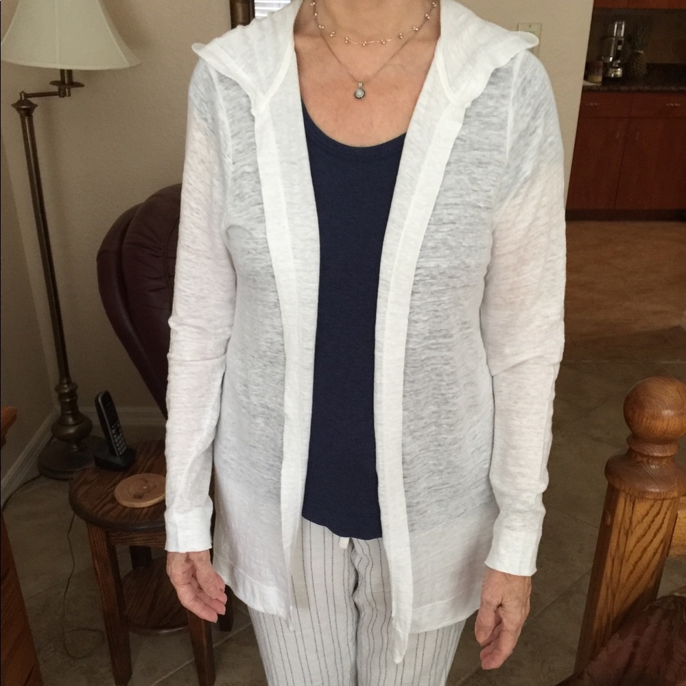 Cynthia Rowley white linen open cardigan.